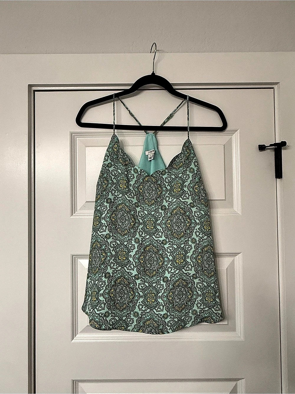 J.Crew Printed Scalloped Cami Top in Soft Mint Paisley